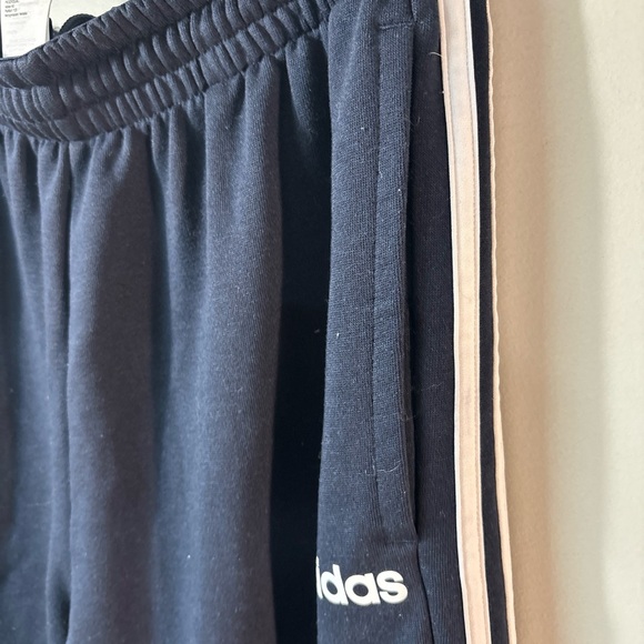 Adidas Men's Jogger Pants Black white stripe  L Drawstring Waist - Picture 5 of 7